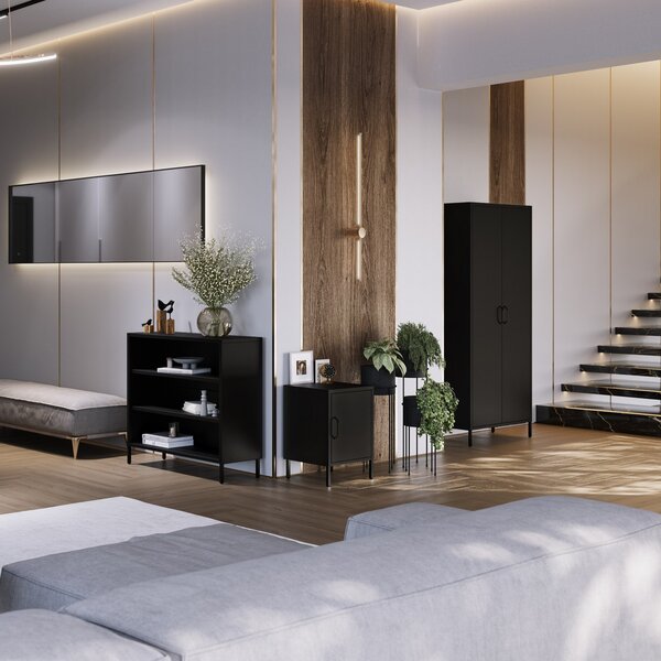 Černý kovový noční stolek MIA Modern 424 x 595 x 400 mm