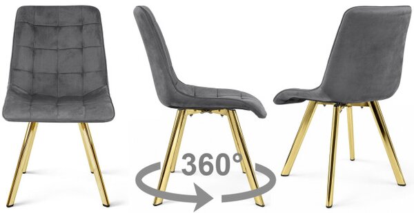 Jídelní židle CIEZA 360 sametová, tmavě šedá / zlaté nohy