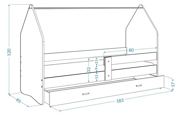Dětská postel domeček - ledové království Velikost spací plochy: 160x80
