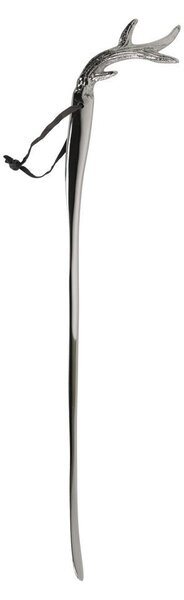 Stříbrná kovová lžíce na obutí s parohy - 2*11*55cm - Mars & More