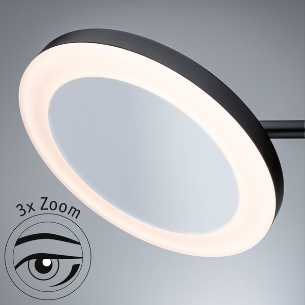 Paulmann 71149 Masua, osvětlené kosmetické zrcátko 3xzoom, LED4W 2700/400/6500, matná černá