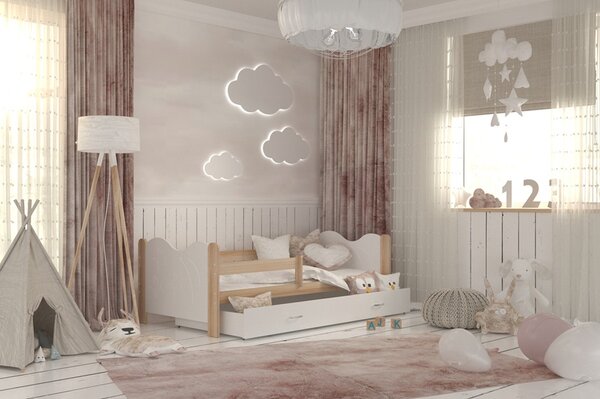 Dětská postel se zábranou Hvězdička - přírodní / bílá Velikost spací plochy: 160x80