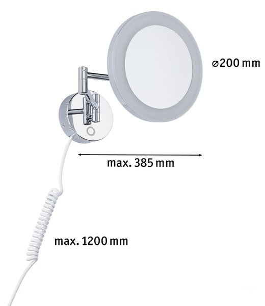 Paulmann 71148 Masua, osvětlené kosmetické zrcátko 3xzoom, LED4W 2700/400/6500, chrom