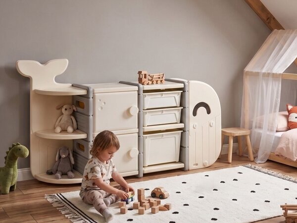 Organizér na hračky WHALAN Velryba 83 cm Béžová