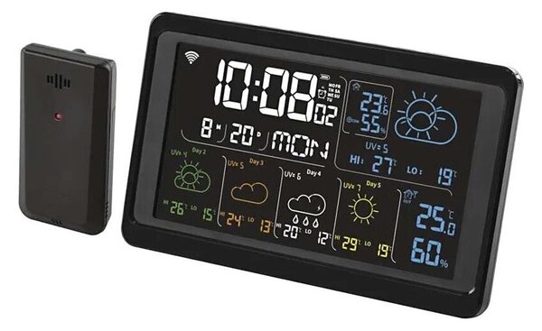 Meteostanice s LCD displejem GoSmart 230V/3xAAA Wi-Fi Tuya černá