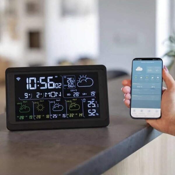 Meteostanice s LCD displejem GoSmart 230V/3xAAA Wi-Fi Tuya černá