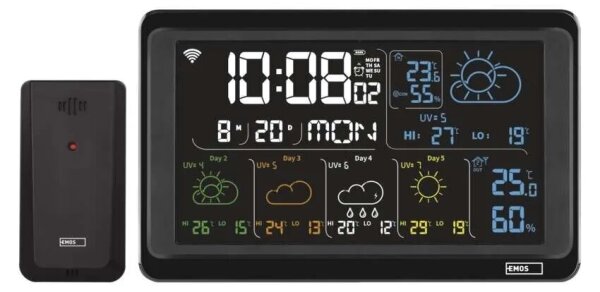 Meteostanice s LCD displejem GoSmart 230V/3xAAA Wi-Fi Tuya černá