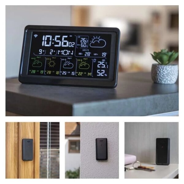 Meteostanice s LCD displejem GoSmart 230V/3xAAA Wi-Fi Tuya černá
