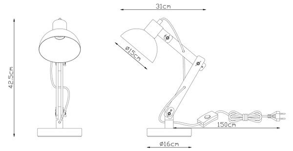 Globo 21504 TONGARIRO - Stolní černá lampa se dřevem 1x E27, 42,5cm (Stolní lampička se dřevěnou monturou)