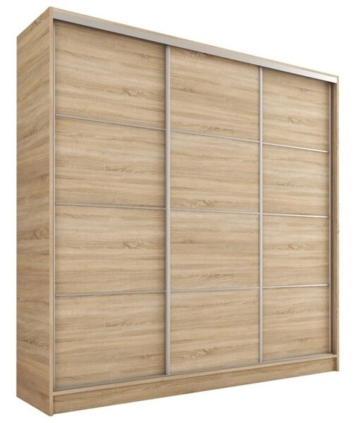 Šatní skříň LITOLARIS 180 bez zrcadla, se 4 šuplíky a 2 šatními tyčemi, dub sonoma