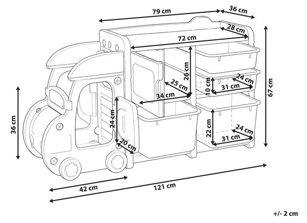 Organizér na hračky BULLI Nákladní auto 67 cm Béžová