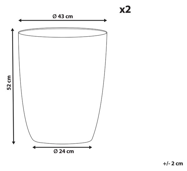 Sada 2 květináčů CROTON 43 cm Šedá