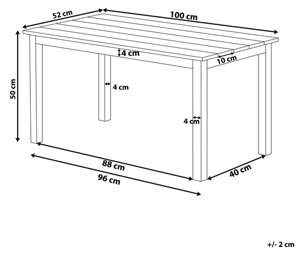 Zahradní jídelní stůl MESSINA 100 cm 52 cm Černá