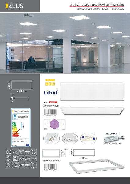 Ecolite LED-GPL44/B-45/BI panel 30x120 4000K