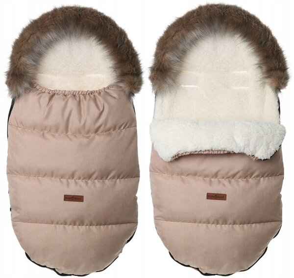 Dětský fusak do kočárku BABYMAM Premium - Cappuccino/beránek ecru