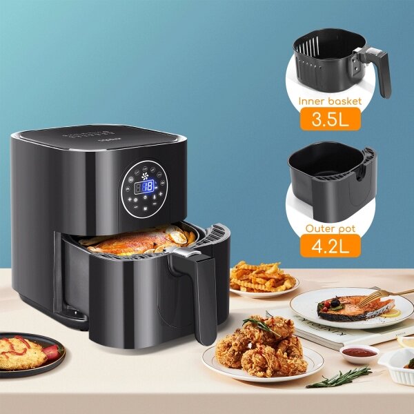 Aigostar - Horkovzdušná fritéza 1500W/230V 3,5l černá