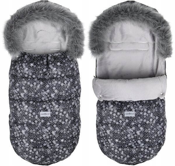 Dětský fusak do kočárku BABYMAM Maxi - Vločky/šedý