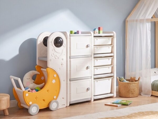 Organizér na hračky MOONBI 94 cm Krémově bílá