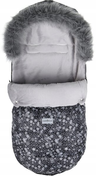 Dětský fusak do kočárku BABYMAM Maxi - Vločky/šedý