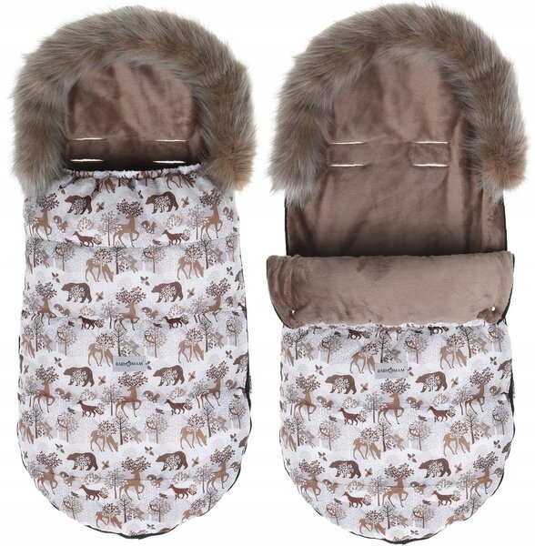 Dětský fusak do kočárku BABYMAM Maxi - Zimní les/cappuccino