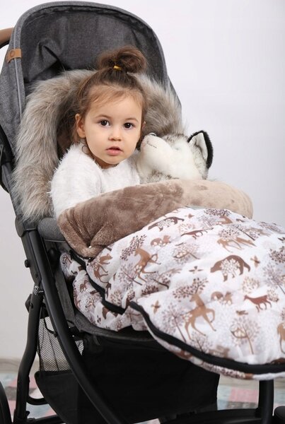 Dětský fusak do kočárku BABYMAM Maxi - Zimní les/cappuccino