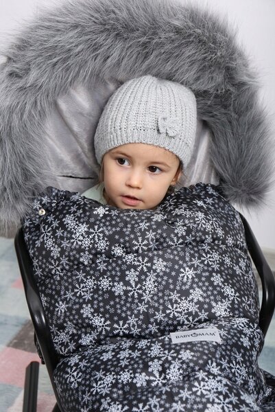 Dětský fusak do kočárku BABYMAM Maxi - Vločky/šedý