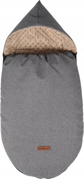 Dětský fusak s kapucí BABYMAM Soft Nature - tmavě šedý melange/béžová minky