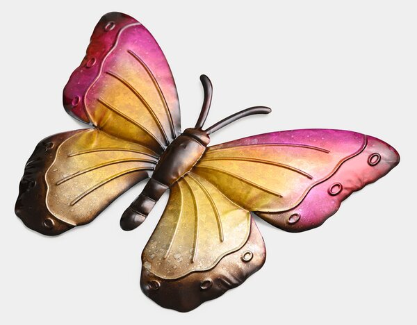Nástěnná kovová dekorace motýl BUTTERFLY 30 cm - více barev Barva: Fialová