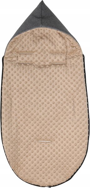 Dětský fusak s kapucí BABYMAM Soft Nature - tmavě šedý melange/béžová minky