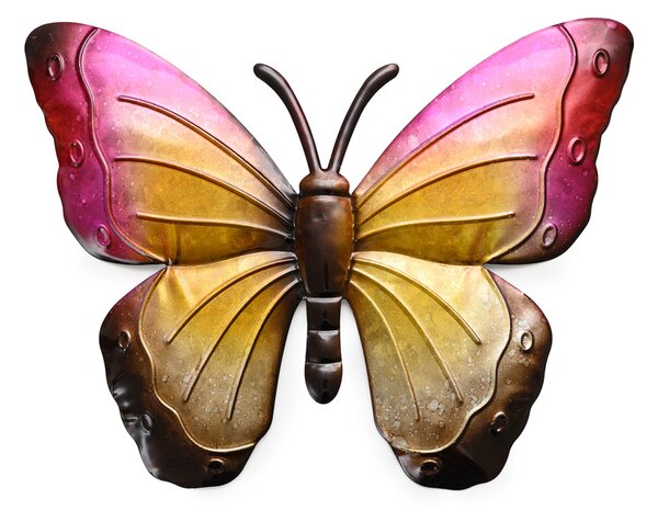 Nástěnná kovová dekorace motýl BUTTERFLY 30 cm - více barev Barva: Fialová