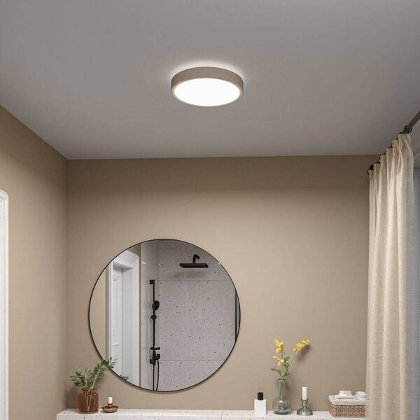 Paulmann LED panel Cosara, Ø 30 cm, béžový, IP44, 3000 K, Krémová / jantar, Obývací pokoj / jídelna, Textil / tkanina / hedvábí, Skandinávský