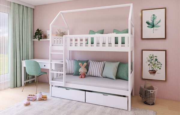 Patrová domečková postel Suzan Barva: šedá - popel, Velikost matrace: 160x80 cm