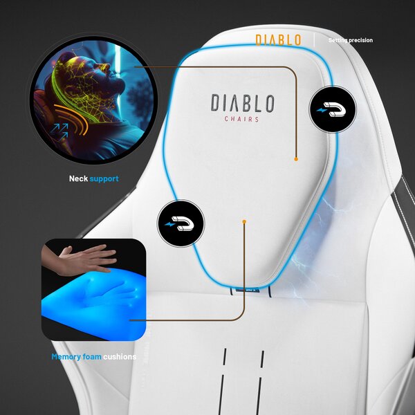 Bílá herní židle Diablo X.One Prime, Normal Size, Ghosted White
