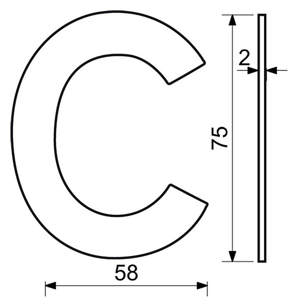Domovní písmeno v plochém „2D“ provedení RICHTER RN.75L (černé), /, RICHTER Černá matná