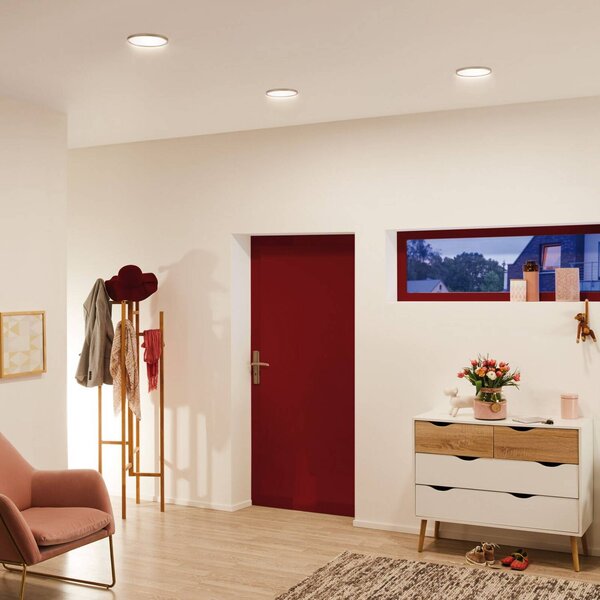 Paulmann LED vestavný panel Cover-it, Ø 17 cm, 880 lm, 3000 K, bílý, Bílá / opál, Chodba, Plast, Moderní