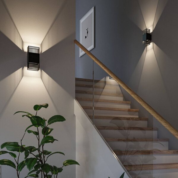Paulmann LED nástěnné světlo Tharin, 25 cm, černá, nahoru/dolů, IP44, Černá, Chodba, Plast, Moderní
