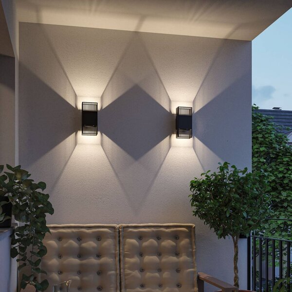 Paulmann LED nástěnné světlo Tharin, 25 cm, černá, nahoru/dolů, IP44, Černá, Chodba, Plast, Moderní