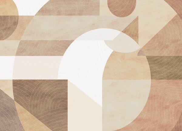 Fototapety Moderní geometrie s abstraktními tvary, texturované detaily v béžových a hnědých tónech, Fototapety Vzory, w02140 : uwalls.cz