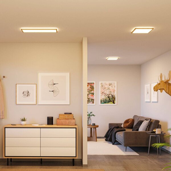 Paulmann LED panel Atria Shine 29 cm, dřevěný, IP44, 3000 K, zapnuto/vypnuto, Světlé dřevo, Pracovna / kancelář, Plast, Moderní
