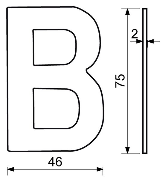 Domovní písmeno v plochém „2D“ provedení RICHTER RN.75L (černé), /, RICHTER Černá matná