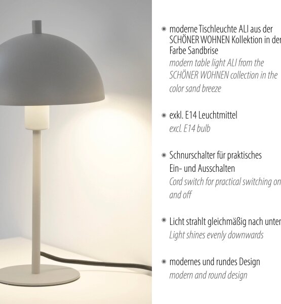 Schöner Wohnen 11726-39 - Stolní lampa ALI 1xE14/15W/230V šedá