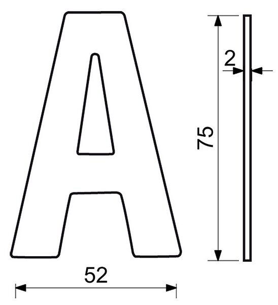 Domovní písmeno v plochém „2D“ provedení RICHTER RN.75L (černé), /, RICHTER Černá matná
