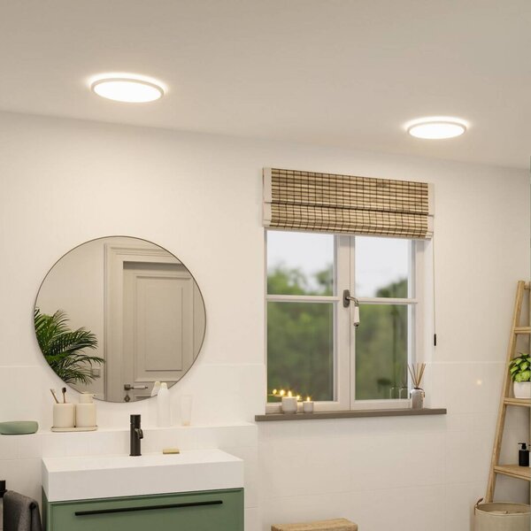 Paulmann LED panel Atria Shine, Ø 29 cm, bílý, IP44, 4000 K, zapnuto/vypnuto, Bílá / opál, Pracovna / kancelář, Plast, Moderní