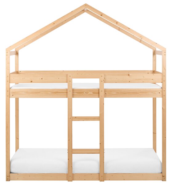 Patrová postel Domek Borovicové dřevo LABATUT 90 x 200 cm Světle hnědá