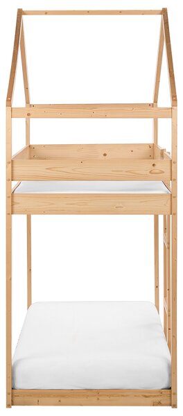 Patrová postel Domek Borovicové dřevo LABATUT 90 x 200 cm Světle hnědá