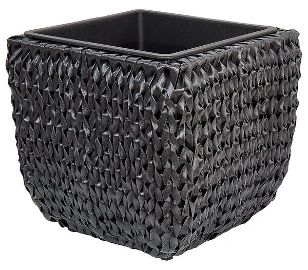 Sada 2 květináčů BERBERIS Umělý ratan 34/45 cm Černá