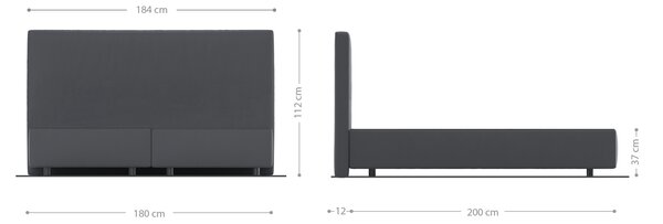 DELIFE Boxspring postel Dream-Well 180x200 cm mikrovlákno šedá