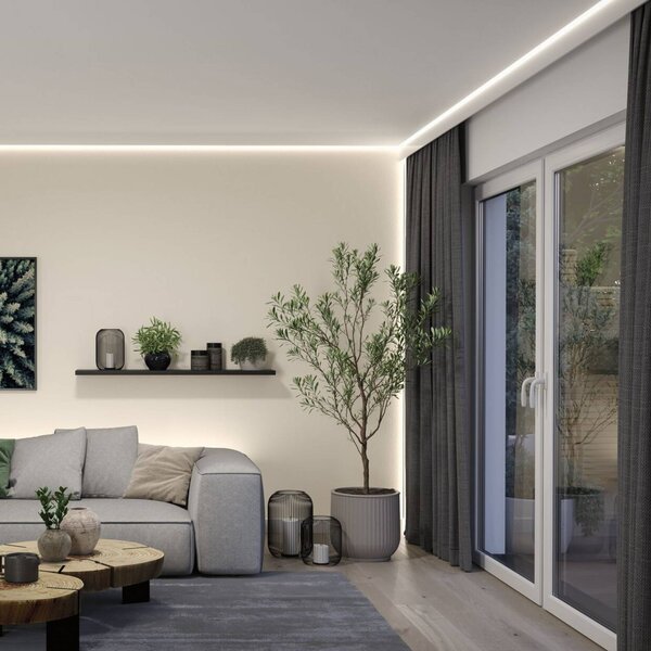 Paulmann LED pásek MaxLED 1000 – základní sada, 5 m, 2700 K, stmívatelný, Chrom / stříbro, Obývací pokoj / jídelna, Plast