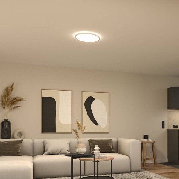 Paulmann LED panel Atria Shine, Ø 40 cm, bílý, IP20, 3000 K, zapnuto/vypnuto, Bílá / opál, Pracovna / kancelář, Plast, Moderní