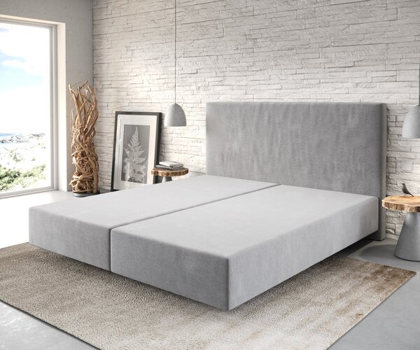 DELIFE Boxspring postel Dream-Well 180x200 cm mikrovlákno šedá